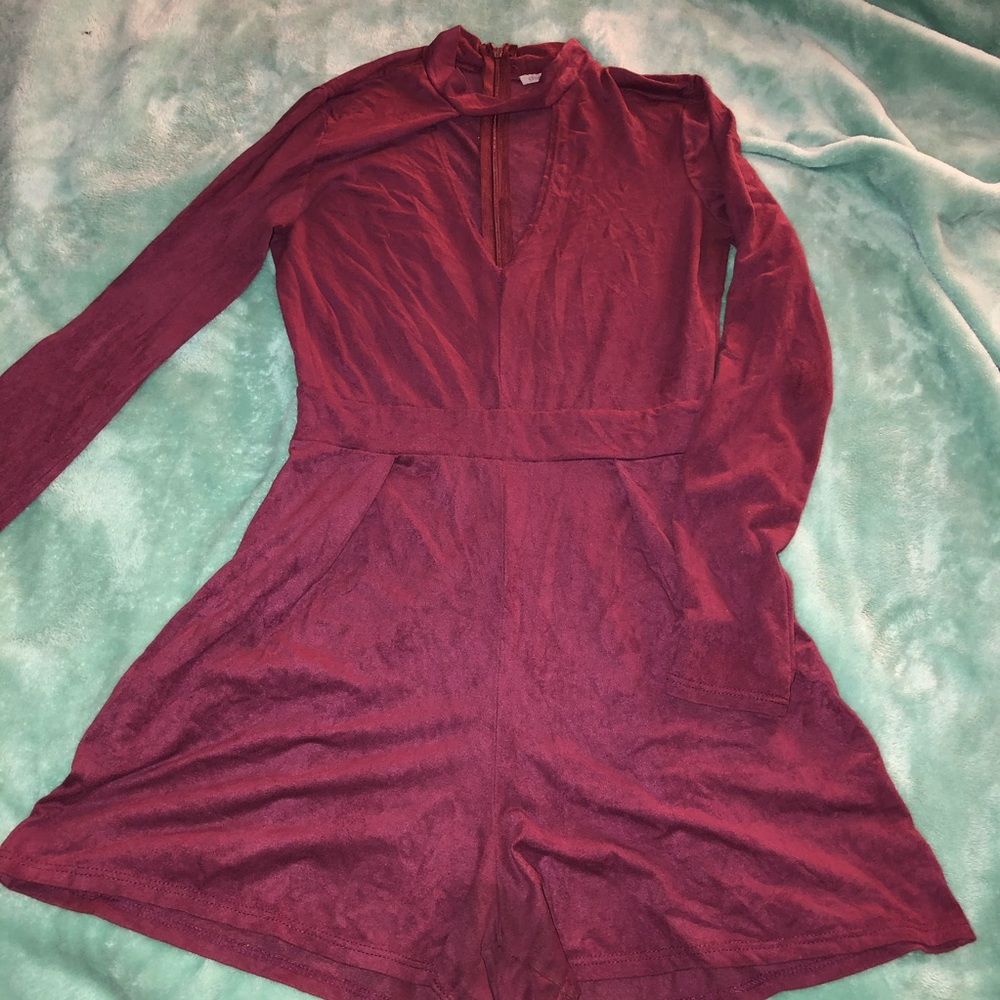 Burgundy romper xs